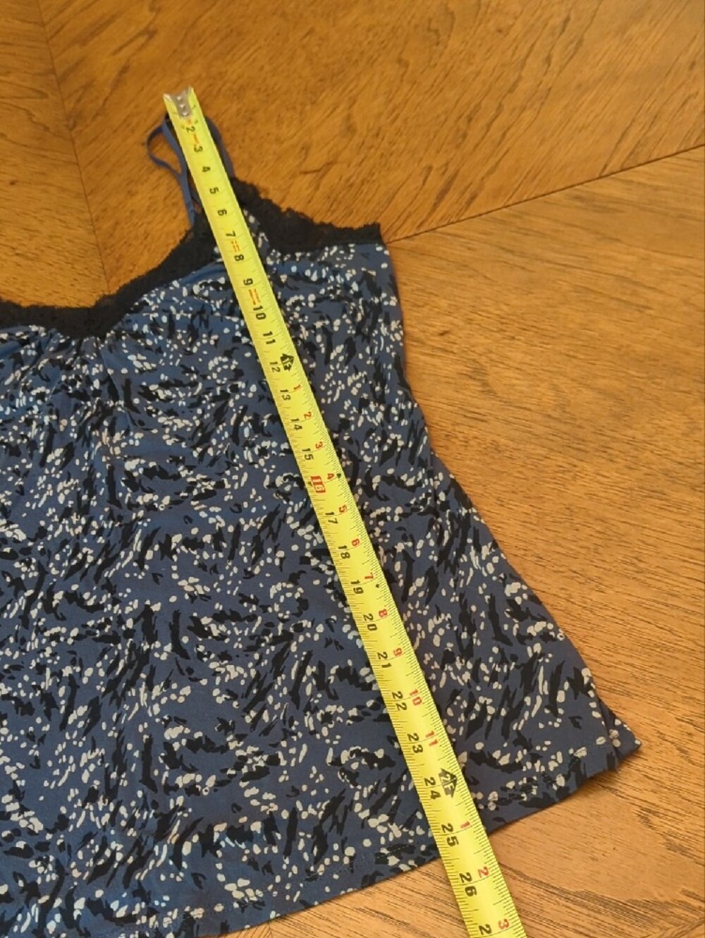 Y2K Express Blue Abstract Pattern Lace-Trim Camisole Tank Top Dainty Romantic - Picture 8 of 8